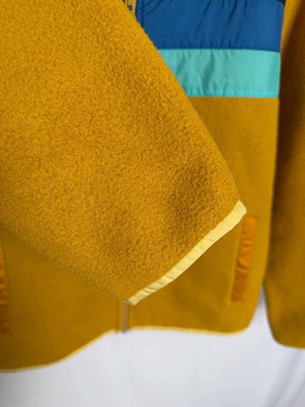 Cotopaxi Women's Teca Mustard Full Zip Fleece Jacket Size M Navy Teal Stripes - Picture 5 of 13